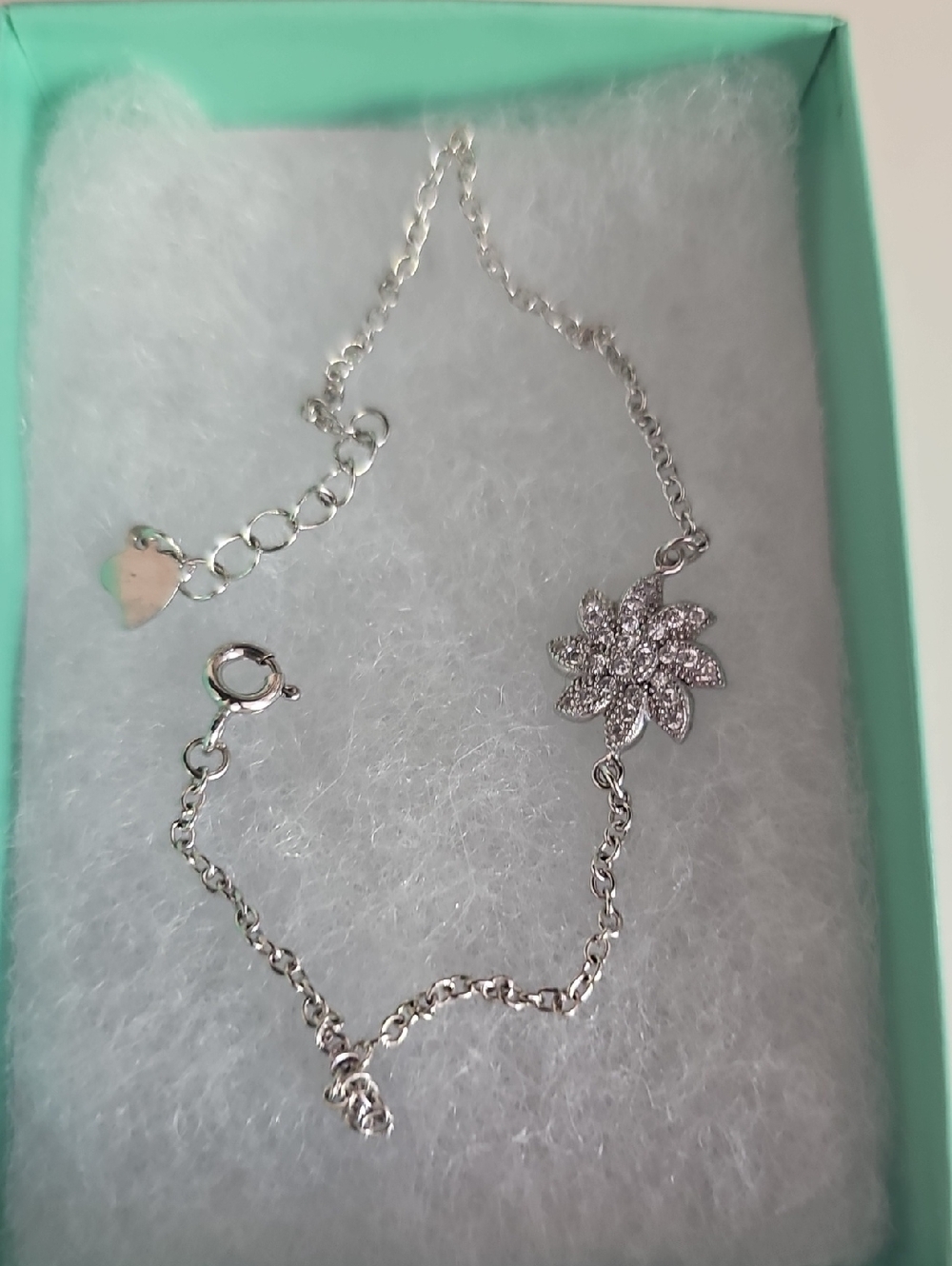 Sterling Silver Floral Crystal Accent Bracelet - Women Jewelry